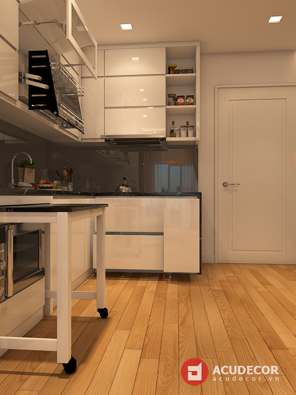 Thiết kế nội thất phòng bếp và ăn chung cư Five Star